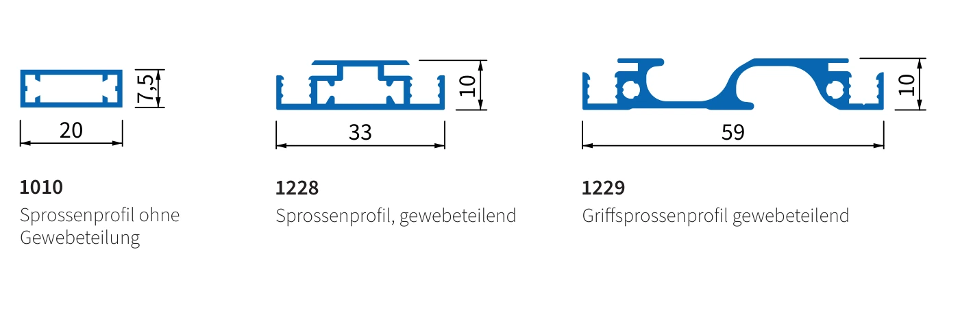 Sprossen mit und ohne Griffnut