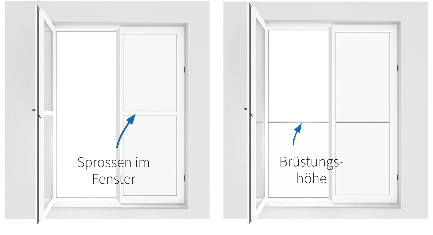 Sprossenhöhe passend zum Fenster