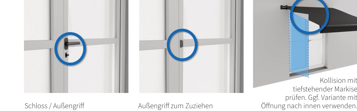 Griffe, Schlösser und Markisen