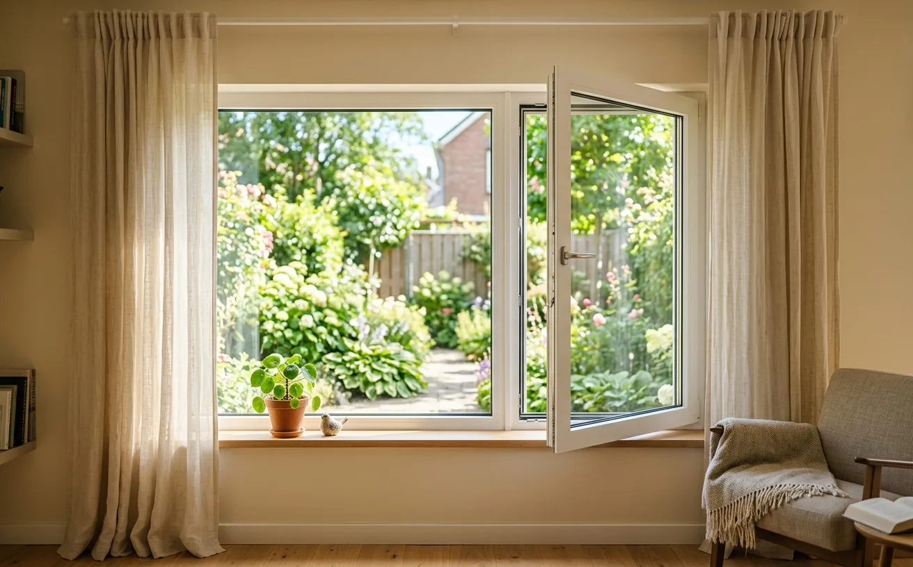 Geöffnetes Fenster ohne Insektenschutz – Insekten haben freien Zugang